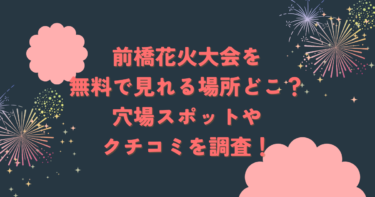 前橋花火大会2024を無料で見れる場所どこ？穴場スポットやクチコミを調査！