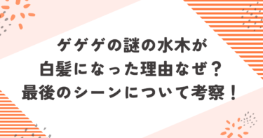 ゲゲゲの謎の水木が白髪になった理由なぜ？最後のシーンについて考察！