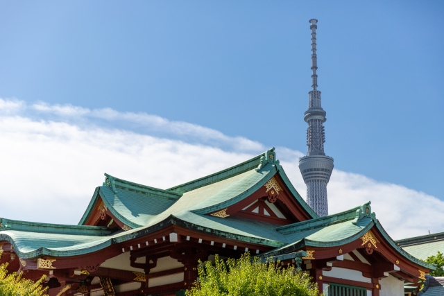 亀戸天神2026年初詣の混雑状況は？リアルタイムで確認する方法や駐車場についても調査！ブログ記事に挿入する亀戸天神とスカイツリーの画像