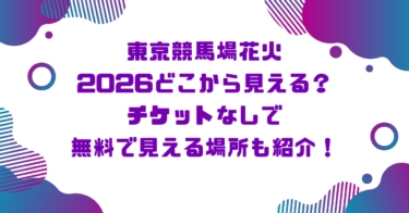 東京競馬場花火 2026どこから見える？ チケットなしで 無料で見える場所も紹介！ブログ記事アイキャッチ画像