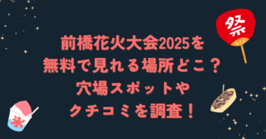 前橋花火大会2025を無料で見れる場所どこ？穴場スポットやクチコミを調査！